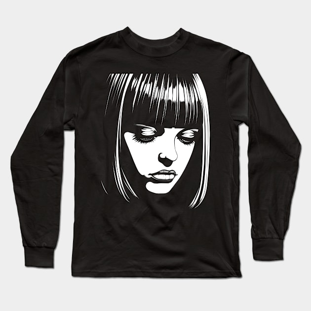 Gothic Girl in Monochrome Long Sleeve T-Shirt by Dazed Pig